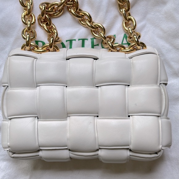 Bottega Veneta Chain Cassette Padded Intrecciato Crossbody Bag - White/Gold - Picture 3 of 14